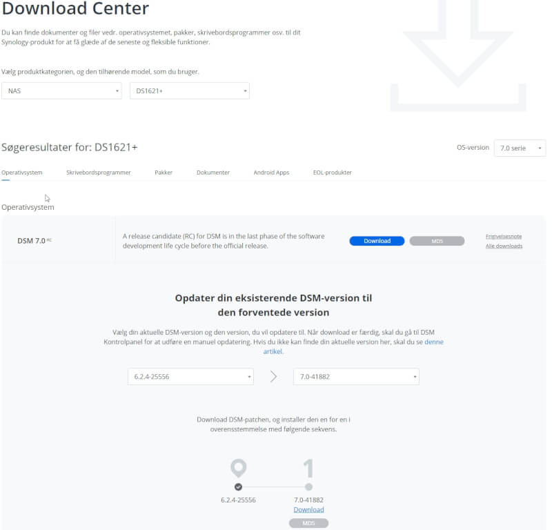 Synology download center